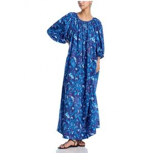 Coniglio Palm Beach Grace Maxi Dress Cranes Indigo Blue Cotton One Size NEW